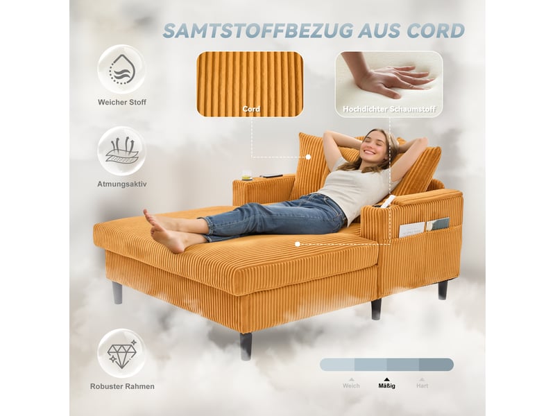  Fauteuil de salon, fauteuil lounge – avec méridienne, port usb, éclairage led, avec rangement, porte-gobelets, poches latérales  - Conforama D