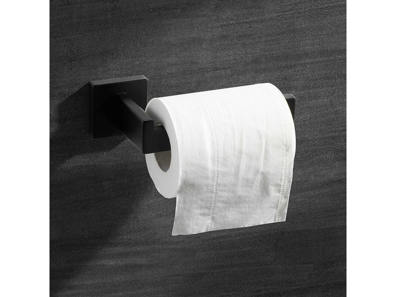  Porte papier toilette noir, acier inox porte rouleau support papier toilette pour salle de bain et cuisine  - Conforama B