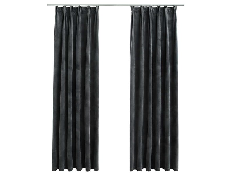  Lot de 2 rideaux occultants, rideaux black-out et crochet velours anthracite 140x225cm cf44924  - Conforama A