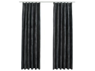Lot de 2 rideaux occultants, rideaux black-out et crochet velours anthracite 140x225cm cf44924
