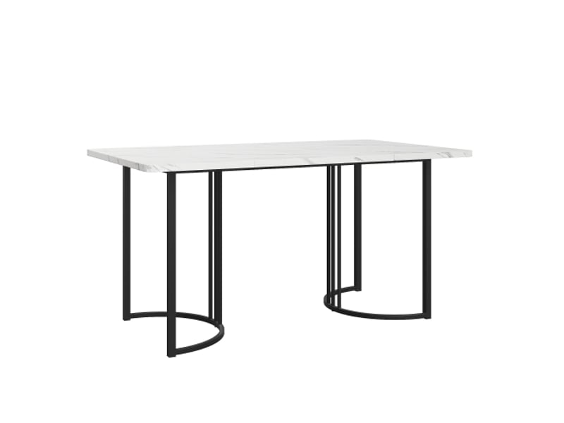  Ensemble table et chaises 5 pièces - 4 chaises daim crème - pieds en métal - chic et confortable - mobilier restaurant  - Conforama E