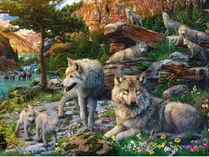 Puzzle 1500 p - loups au printemps