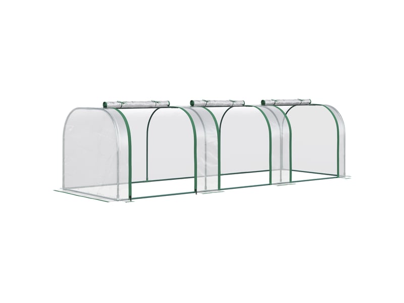  Serre tunnel de jardin 295x100x80 cm – transparente – 3 fenêtres zippées, cadre en acier thermolaqué film pvc  - Conforama A