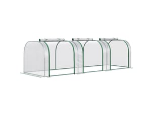 Serre tunnel de jardin 295x100x80 cm – transparente – 3 fenêtres zippées, cadre en acier thermolaqué film pvc