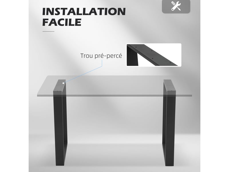  Lot de 4 pieds rectangulaires en acier noir pour table - design contemporain - hauteur 72 cm  - Conforama A