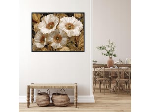 Tableau avec cadre impression sur toile fleurs glamour brun - 100x70 cm - tableau avec cadre chambre et salon