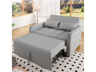 Canapé 2 places, transformable en lit, avec rembourrage mousse, coloris gris antique, l127 x p75 x h94 cm, assise confortable