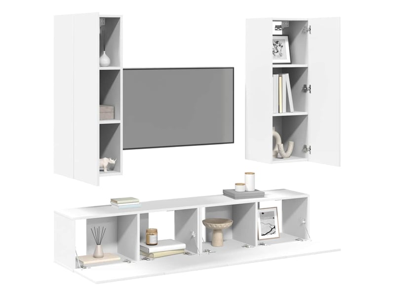  Ensemble de meubles tv 4 pcs blanc bois d'ingénierie shl45414  - Conforama C