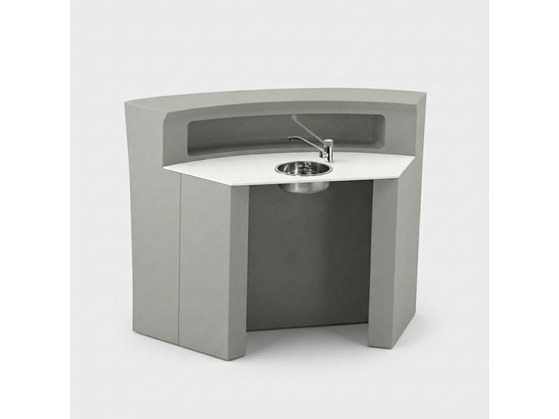 Comptoir bar professionnel courbé avec lavabo intégré hangar blanc - fer - Conforama A