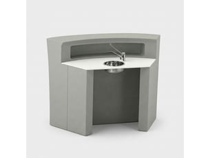Comptoir bar professionnel courbé avec lavabo intégré hangar blanc - fer