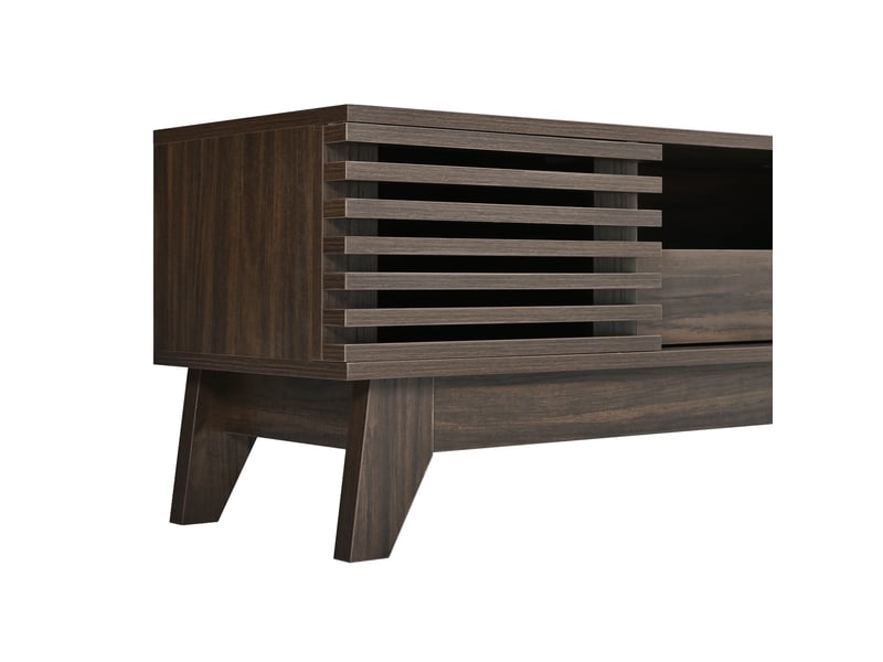  Meuble tv 3 portes 1 tiroir façades rainurées mdf coloris noyer 170 x 35 x 40 cm N621P514469D - Conforama D