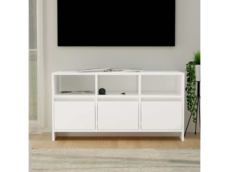  Meuble tv - banc tv - meuble de rangement blanc 102x37,5x52,5 cm bois d'ingénierie  - Conforama B