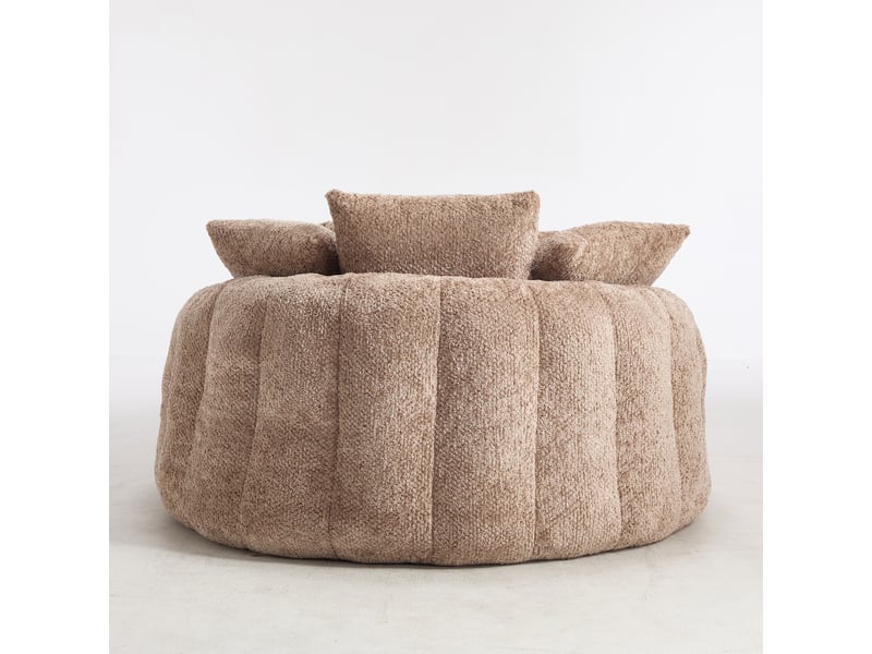  Fauteuil oversize rond 55 pouces en polyester, convertible et réglable, avec coussin  - Conforama E
