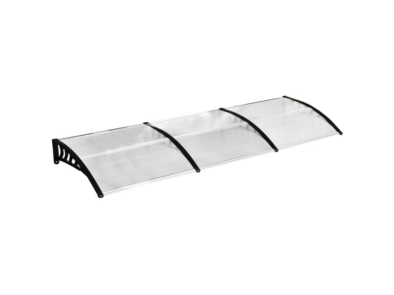 Auvent de porte mural courbé 90 x 295 cm – blanc – protection pluie et uv en polycarbonate aluminium - Conforama A