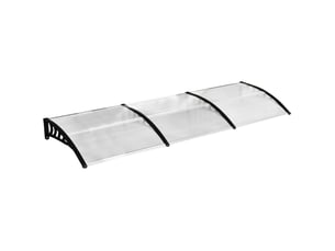 Auvent de porte mural courbé 90 x 295 cm – blanc – protection pluie et uv en polycarbonate aluminium