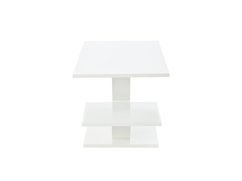  Table basse à double plateau avec rangement pour salon en mdf 100×48×45 cm blanc brillant  - Conforama D