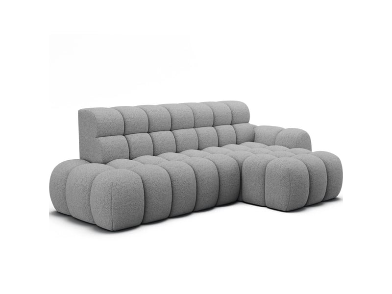 Canapé d'angle convertible bulla 3 places gris angle droit – tissu bouclette avec extension d'assise électrique - Conforama A