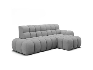Canapé d'angle convertible bulla 3 places gris angle droit – tissu bouclette avec extension d'assise électrique