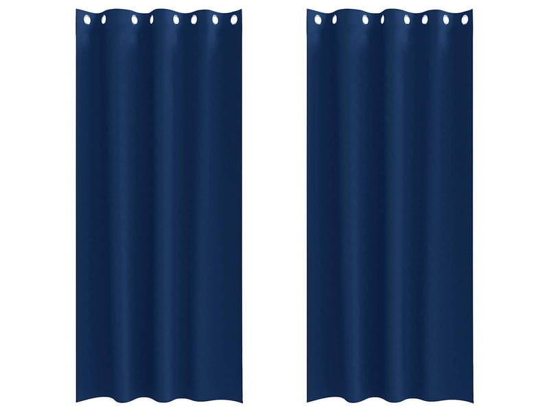 Lot de 2 rideaux occultants, rideaux black-out avec anneaux bleu foncé 260 x 140 cm cf44605 - Conforama A