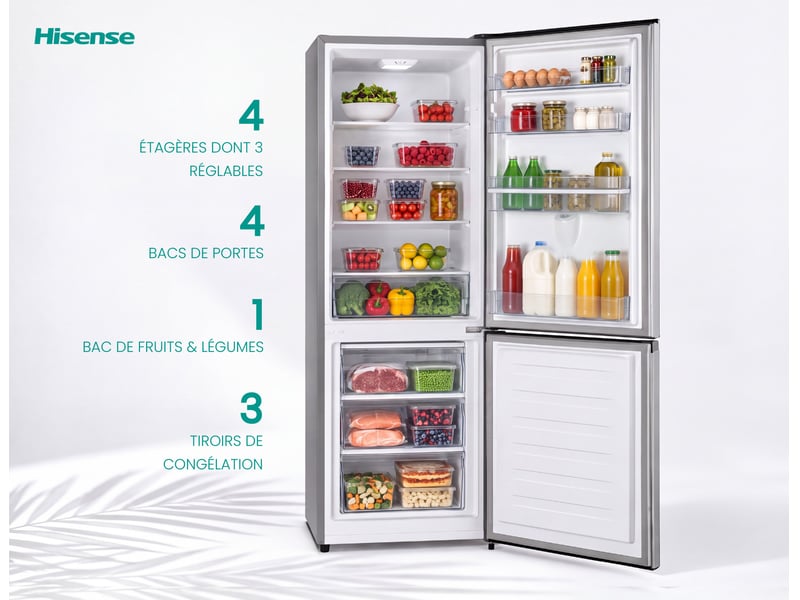 Réfrigérateur combiné (congél en bas) HISENSE RB343D4WDC - Conforama D