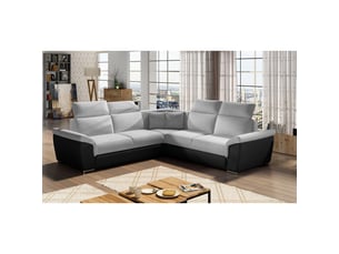 Canapé d'angle réversible fixe MEUBLORAMA 5 places Polyester gris avec coffre de rangement
