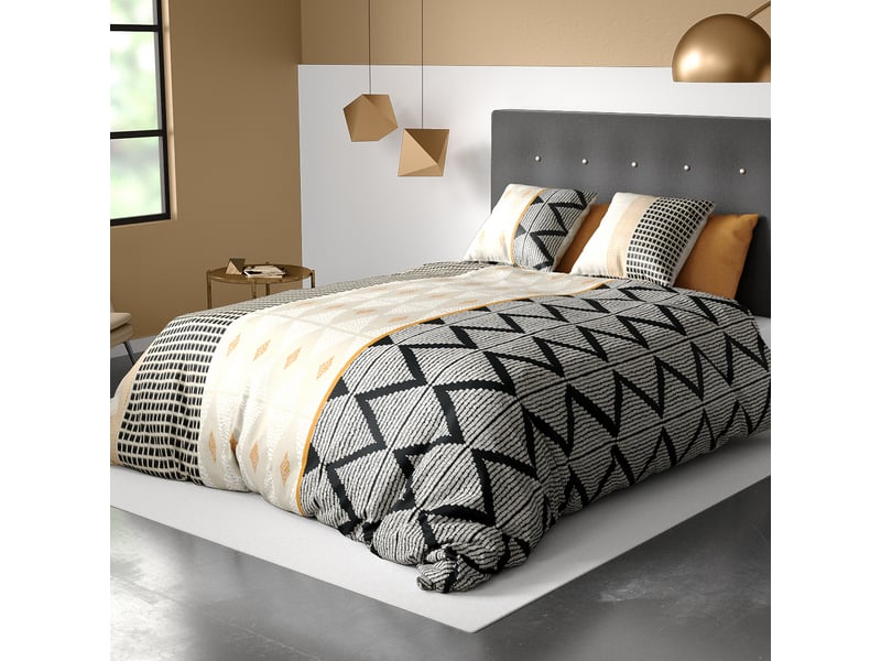 Parure de lit 220x240 cm coton 57 fils horizon PD23681 - Conforama C