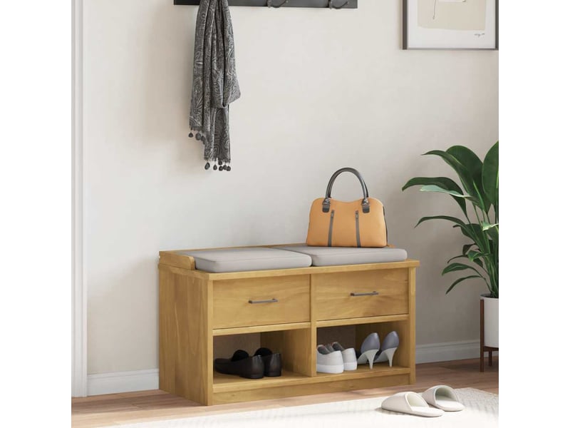  Banc de couloir, banc de rangement sandnes 87x40x50 cm bois de pin massif shl85799  - Conforama B