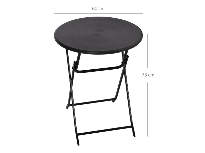  Table de jardin pliante ronde ø60 cm gris foncé, plateau effet bois et cadre acier pour balcon et terrasse  - Conforama C