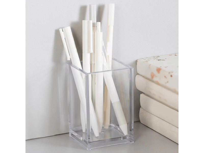  Pot à crayons de bureau en acrylique, organiseur de rangement transparent de grande capacité pour pinceaux de maquillage  - Conforama E