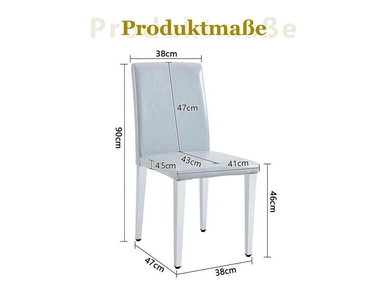  Chaises de salle à manger lot de 2 avec dossier ergonomique  - assise rembourrée, pieds antidérapants, pu gris clair et métal argenté  - Conforama D