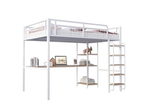Lit mezzanine 140x200 cm <strong>MODENUIT </strong>  <strong></strong> coloris blanc