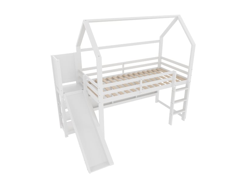  Lit mezzanine, lit enfant 90x200 cm, led, blanc, sans matelas  - Conforama B