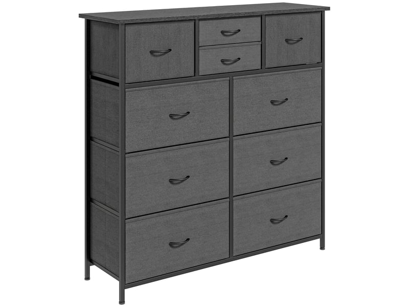  Commode 10 tiroirs en tissu structure en acier noir 100x30x100 cm  - Conforama A