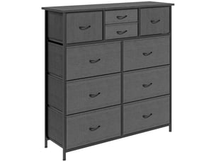 Commode 10 tiroirs en tissu structure en acier noir 100x30x100 cm