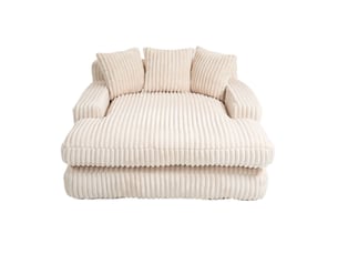Méridienne 1 place 155 cm-canapé lounge en velours côtelé avec 3 coussins-beige