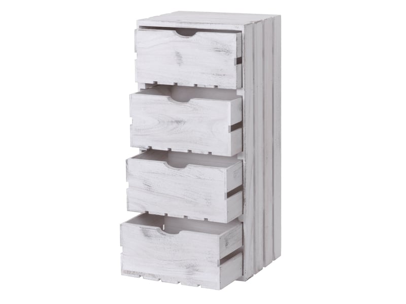  Commode hwc-c62, 4 tiroirs, 70x32x26cm - blanc shabby  - Conforama D