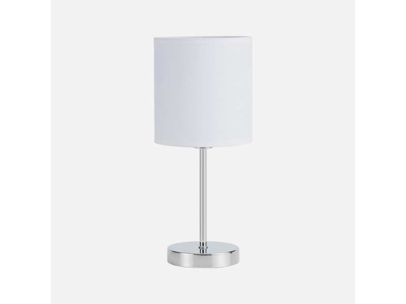  Lampe à poser fabrilamp chanza e14 coloris blanc chromé 37 x 16 x 16 cm 157671001 - Conforama C