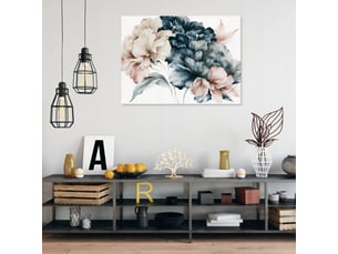 Tableau décoration murale impression sur toile fleurs pivoines marine - 60x40 cm - tableau décoration murale chambre et salon