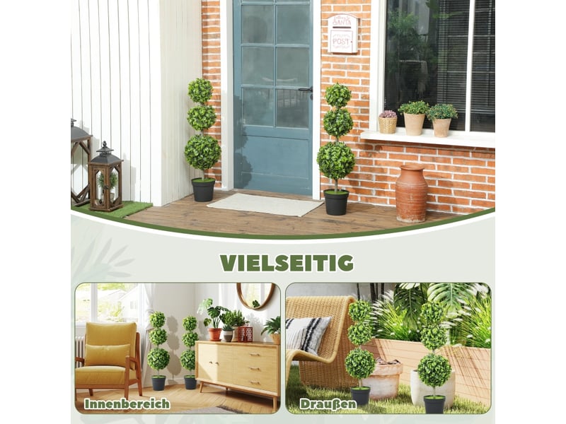  Plante artificielle en pot lot de 2 avec feuillage résistant aux uv sans entretien en plastique vert 100 cm  - Conforama E