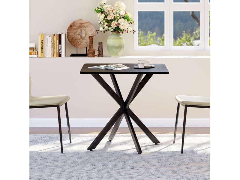  Table basse carrée avec structure en x et pieds réglables pour salon, chambre et bureau, 80 × 80 × 75 cm  - Conforama C