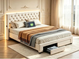 Lit coffre 140x190 cm EZSSW coloris beige