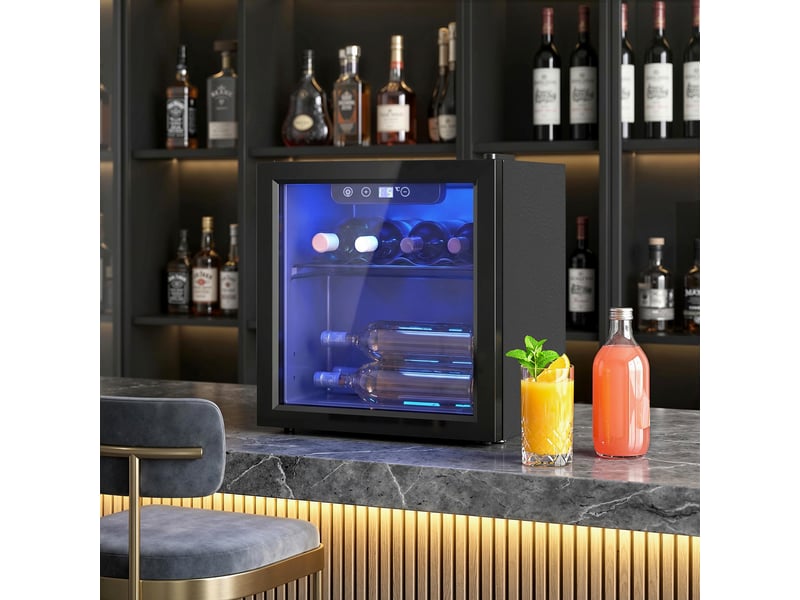  Cave à vin 12 bouteilles 36l, réfrigérateur à vin et boissons avec température réglable 4-16 °c, noir, porte réversible  - Conforama D