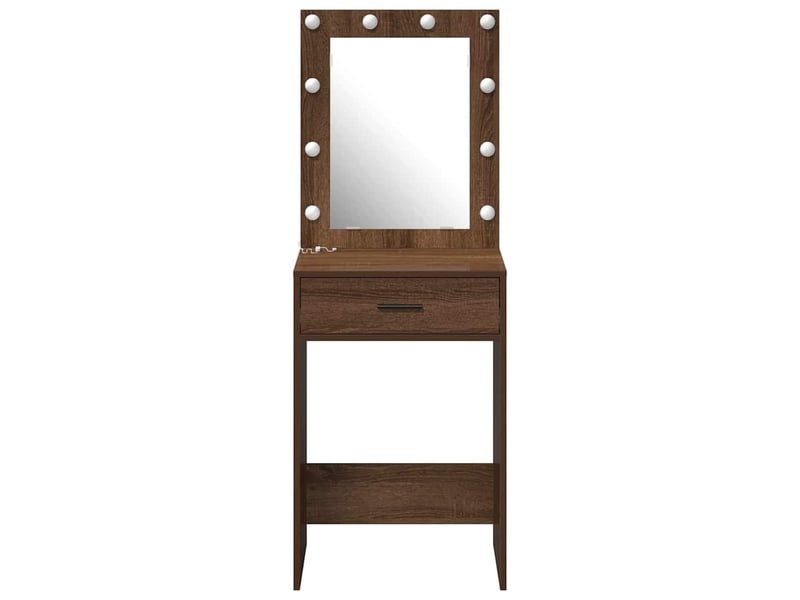 Coiffeuse, table de toilette chêne brun 50x41x135 cm bois d'ingénierie shl33790 - Conforama E
