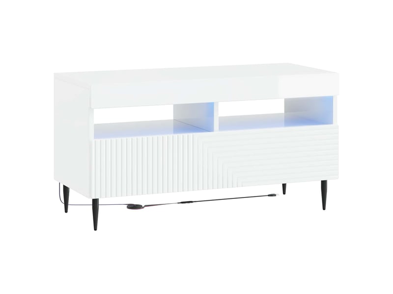  Ensemble de 3 meubles tv led blanc brillant bois d'ingénierie shl60488  - Conforama E