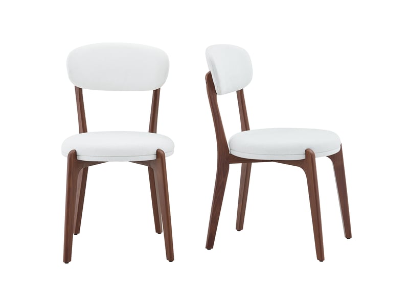  Lot de 2 chaises de salle à manger,48,5x55,5x84 cm,tissu de lin,blanc  - Conforama A