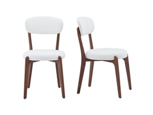 Lot de 2 chaises de salle à manger,48,5x55,5x84 cm,tissu de lin,blanc