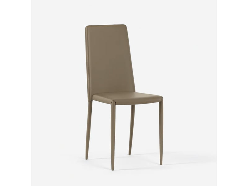  Lot de 4 chaises de salle à manger empilables en similicuir arianna - gris tourterelle  - Conforama C