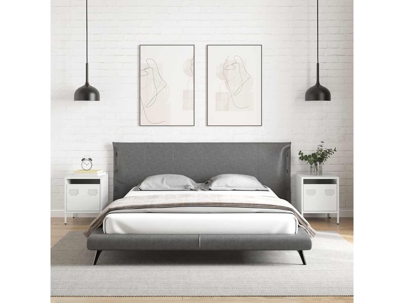  Lot de 2 tables de chevet - cabinet de chevet - table de nuit blanc 35x39x43,5 cm acier  - Conforama B