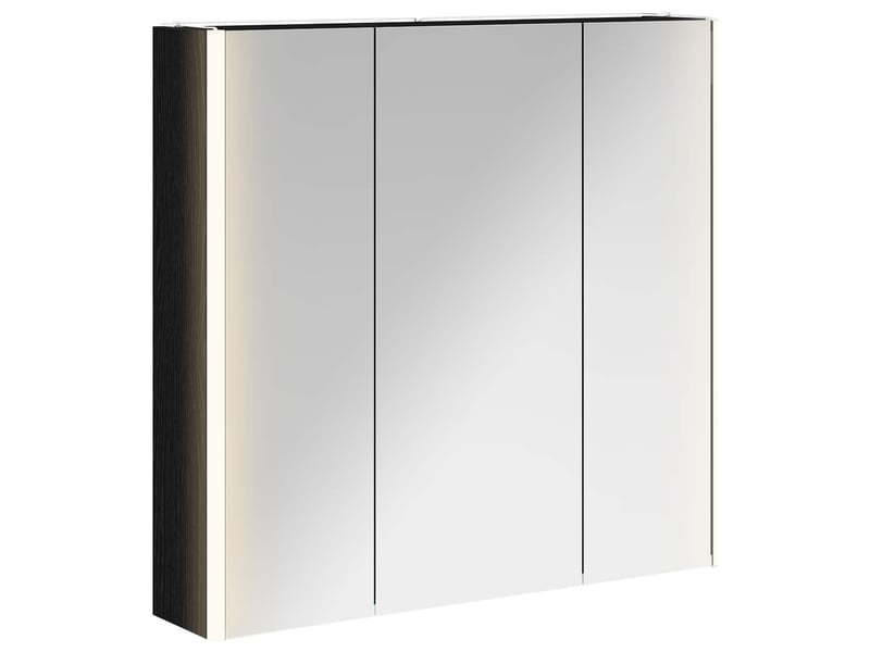 Armoire miroir salle de bain, meuble de rangement chêne noir 73.5x15.5x70 cm - Conforama A
