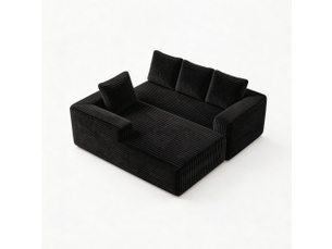 Canapé d'angle tcqpz modulable 4 places avec méridienne 261 x 168 x 58 cm velours côtelé noir
